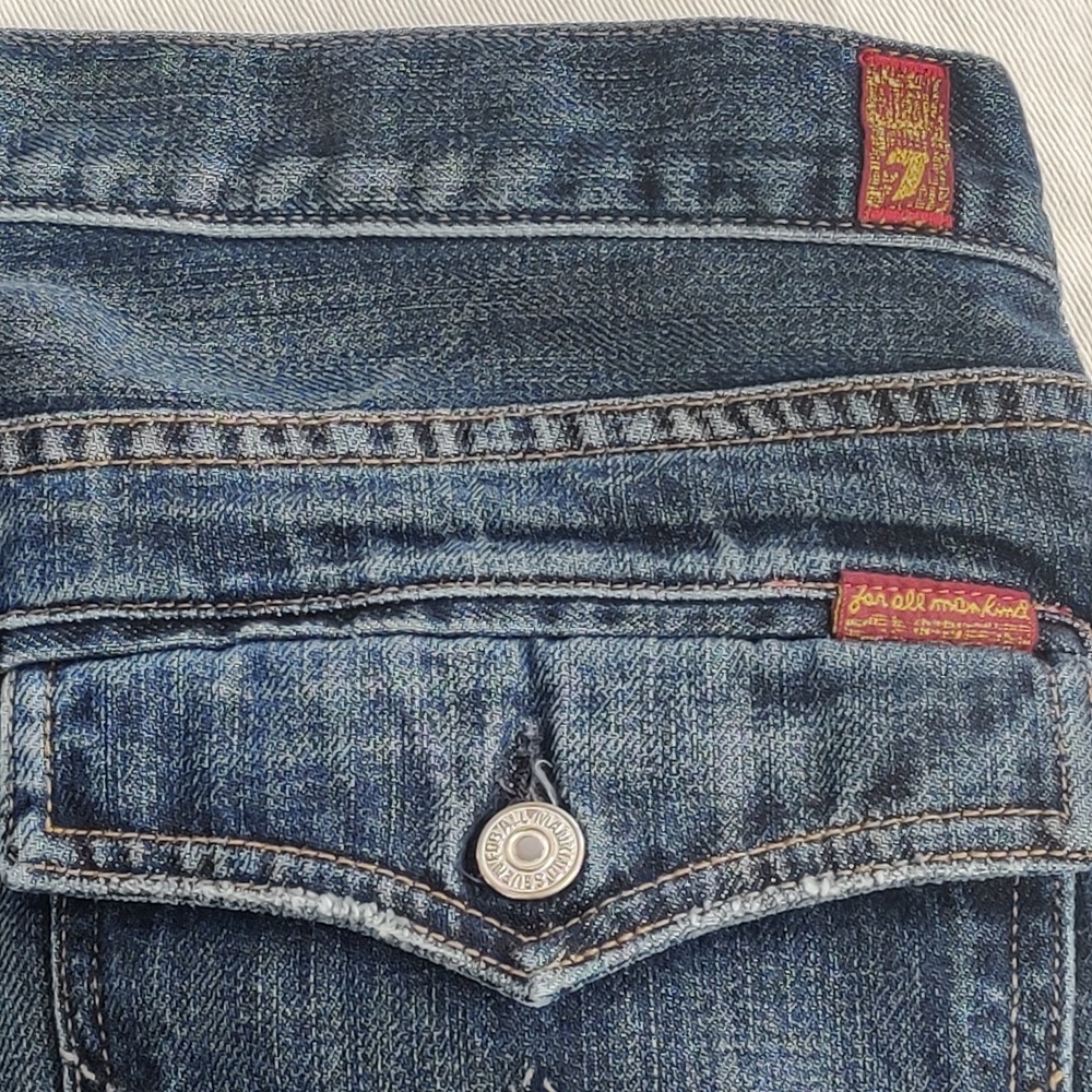 7 For All Mankind Bootcut Jeans Mens Size 40 Dark Wash Denim Cotton Pocket Flaps - Picture 4 of 14